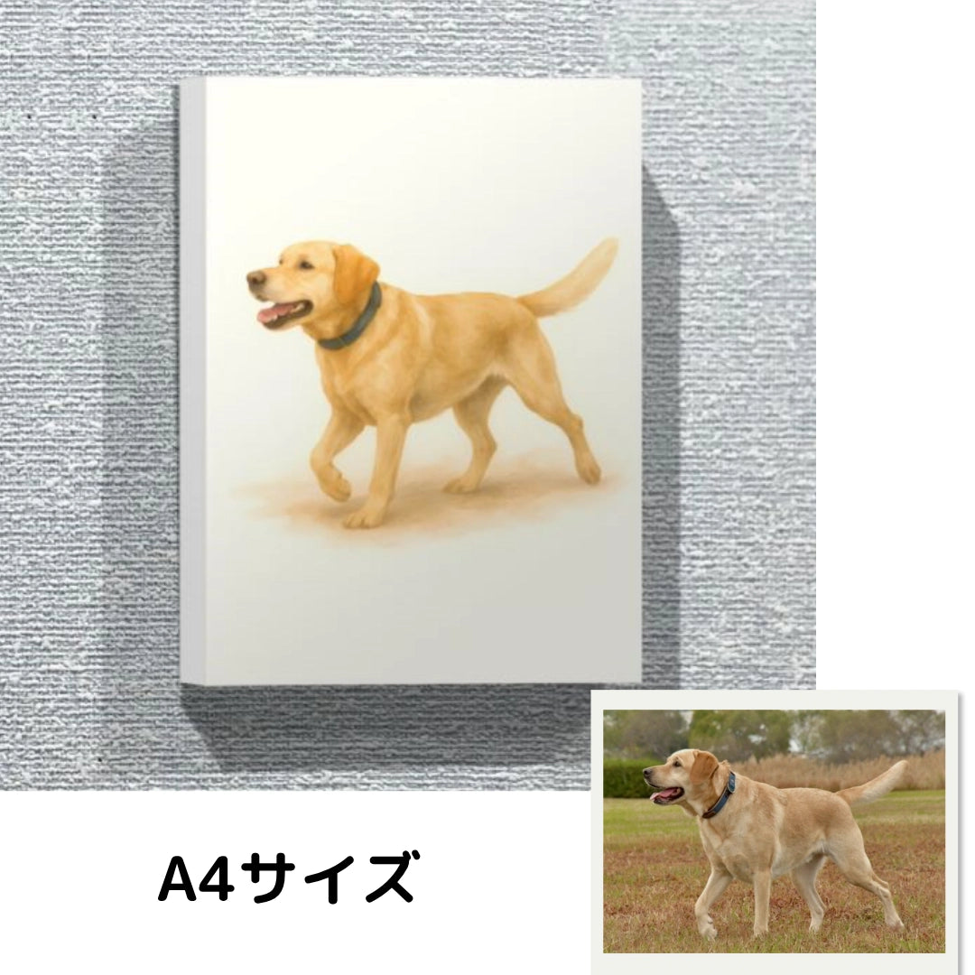 ペットイラスト　キャンバスに咲くうちの子アート