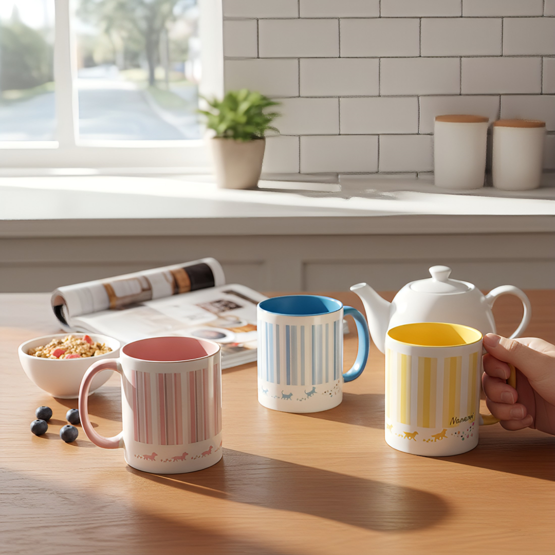 うちの子 ストライプペットマグカップ｜25シルエット×くすみカラー×ギフト【名入れ無料】