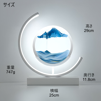 流砂が描く3DサンドアートLEDランプ、流砂アートテーブルランプ、USB電源装飾LEDランプ、LEDランプ付き3D流砂アート